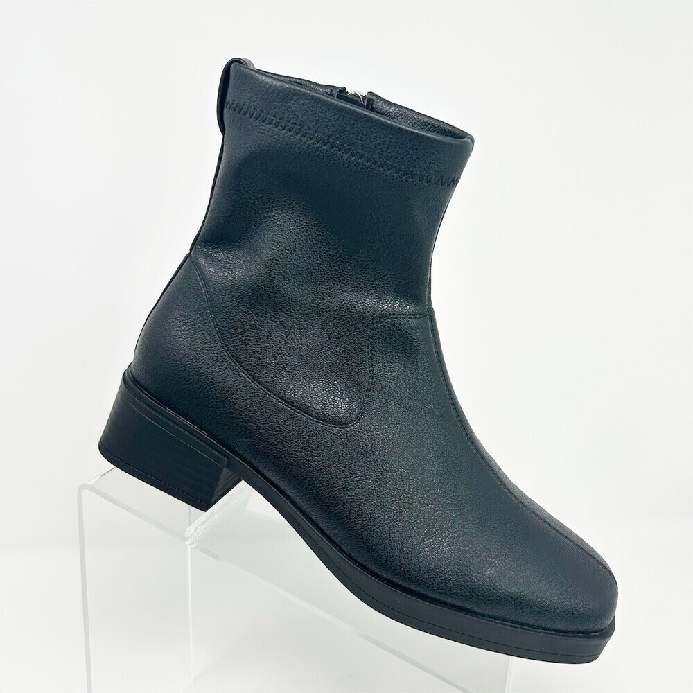 Aerosoles Dazzy Ankle Booties Black Square Toe Block Heel Side Zip Size 8.5 - Picture 1 of 11
